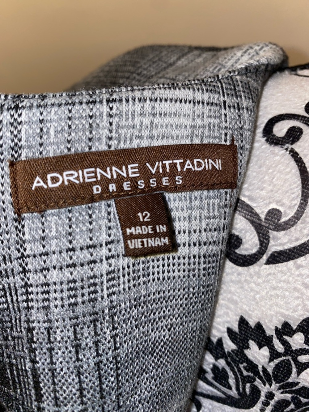 Adrienne Vittadini Black & White Plaid Midi Sheath Dress Size 12 - Picture 11 of 15